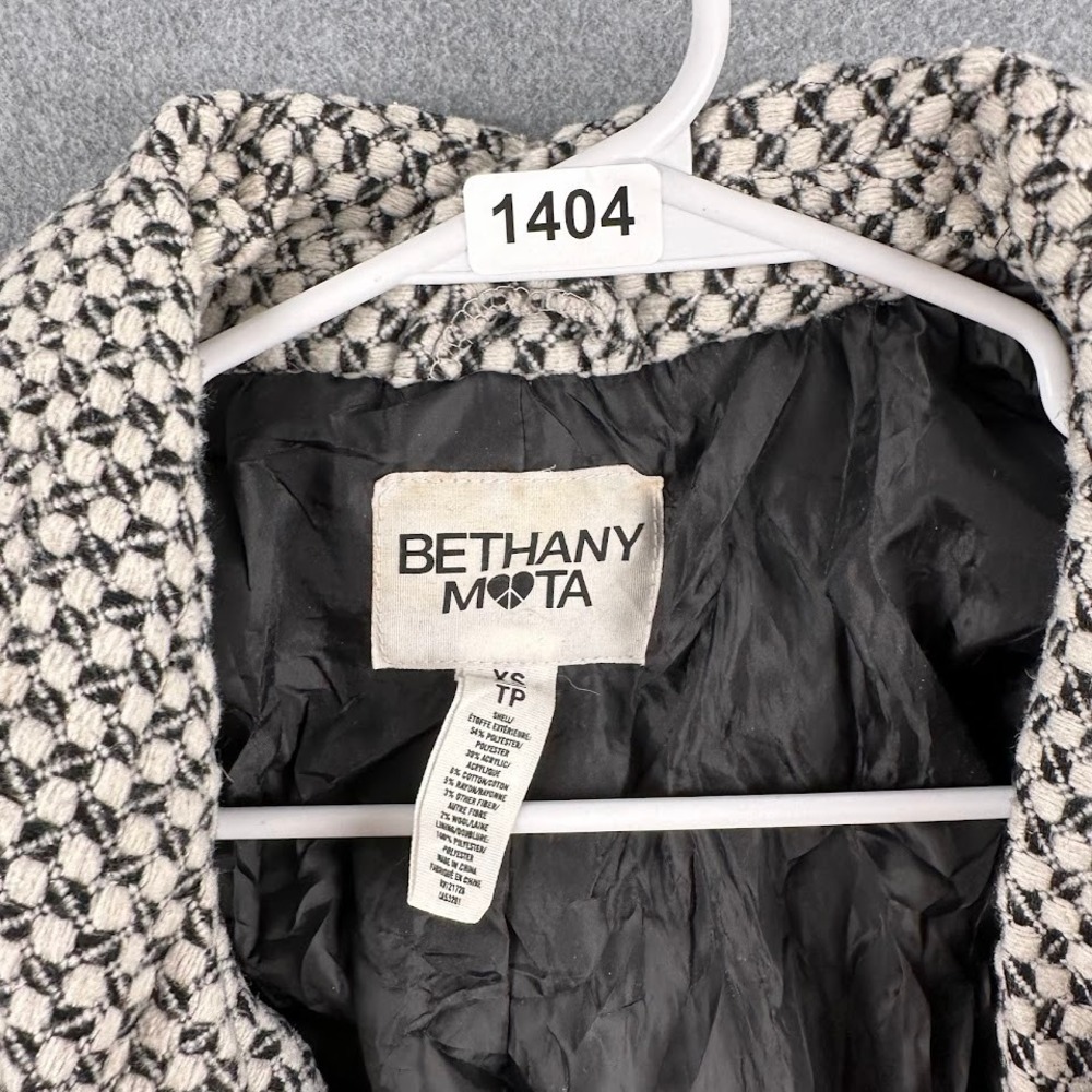 Bethany Mota Double Breasted Black and White Swing Pea Coat‎ Jacket Women's XS - Picture 9 of 9